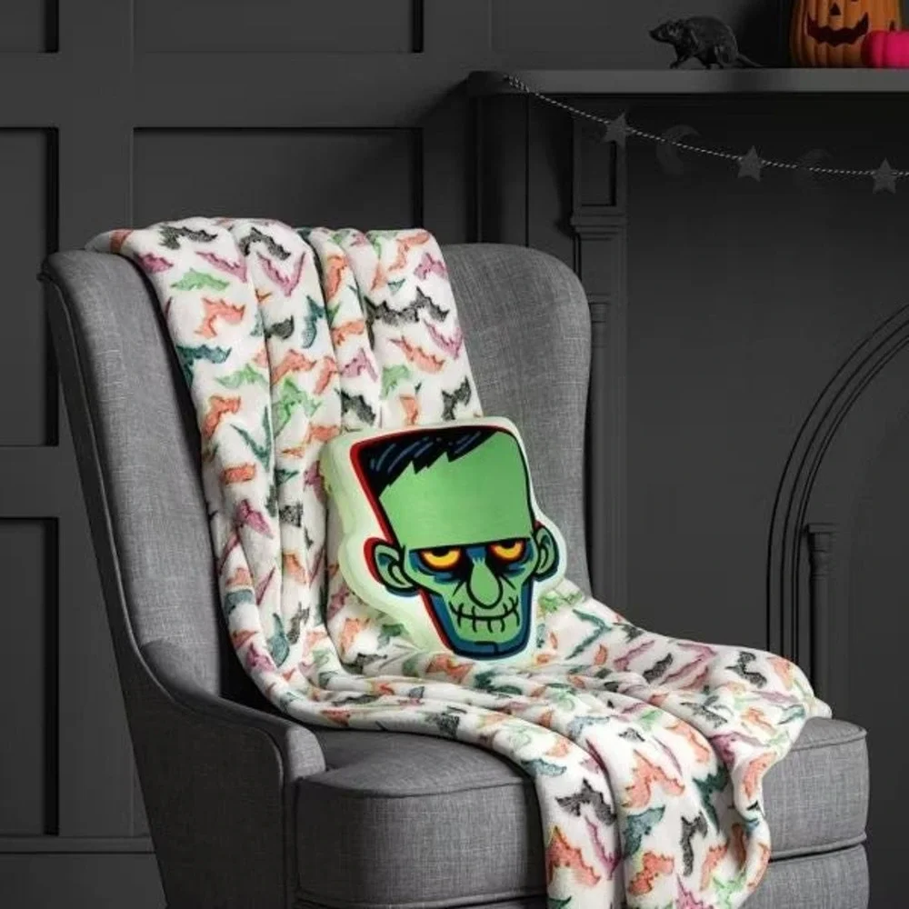 Glow in the Dark‎ Monster Throw Pillow Hyde & EEK Plush Novelty Halloween 14x12